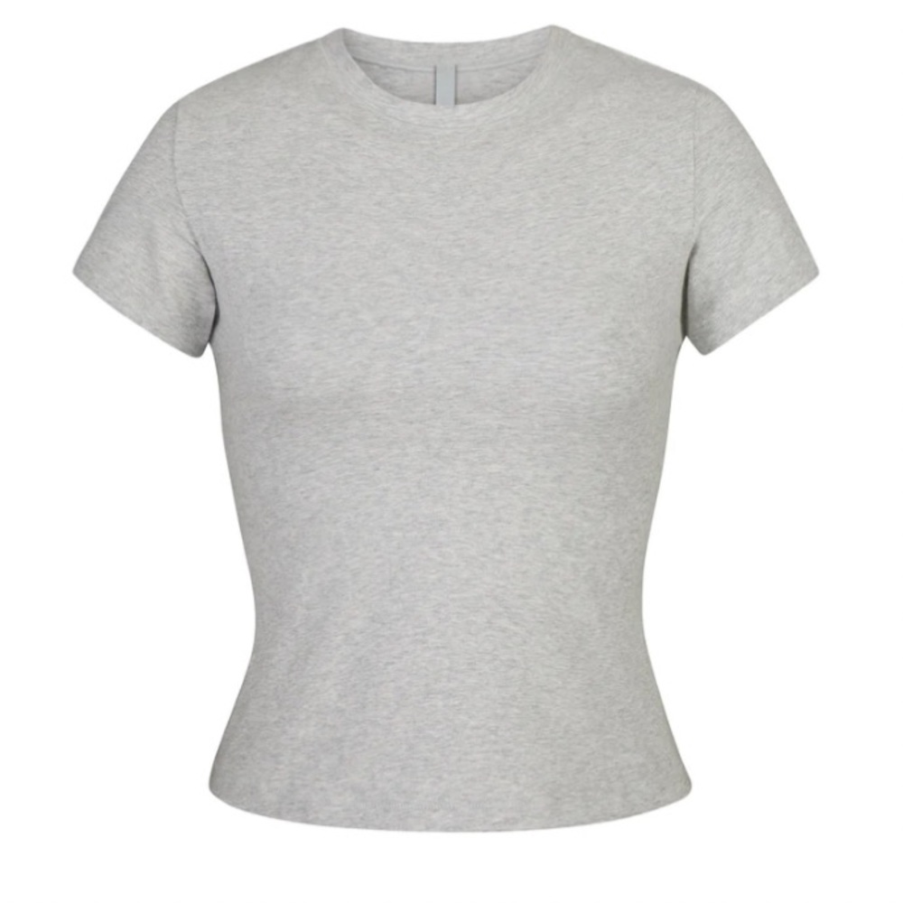 SKIMS Short Sleeve Crewneck Tee in Light Gray